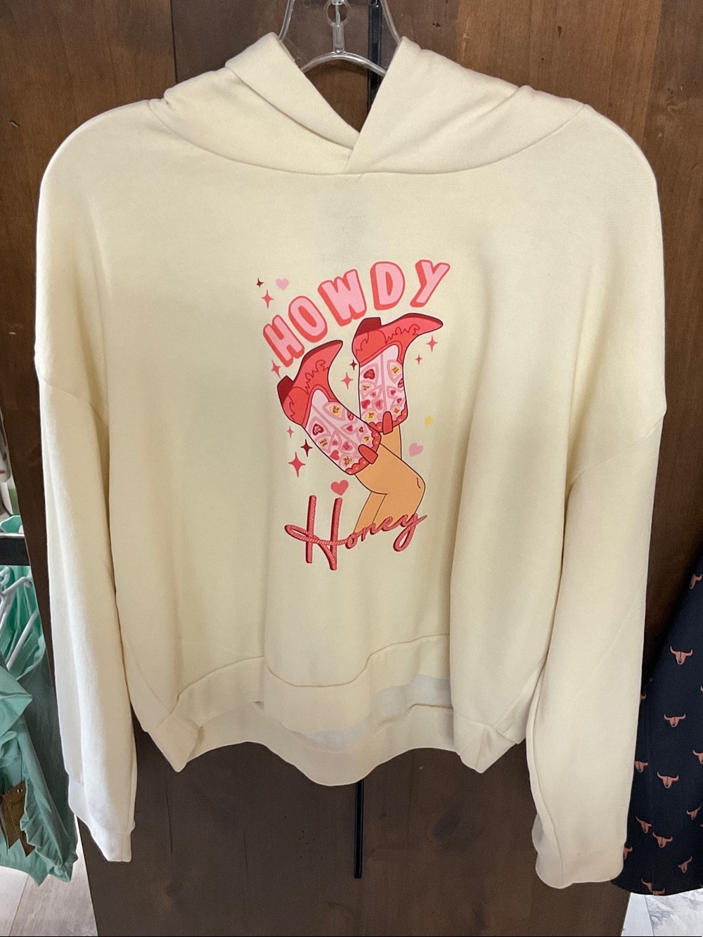 Butter Yellow "Howdy Honey" Graphic Hoodie Sweater